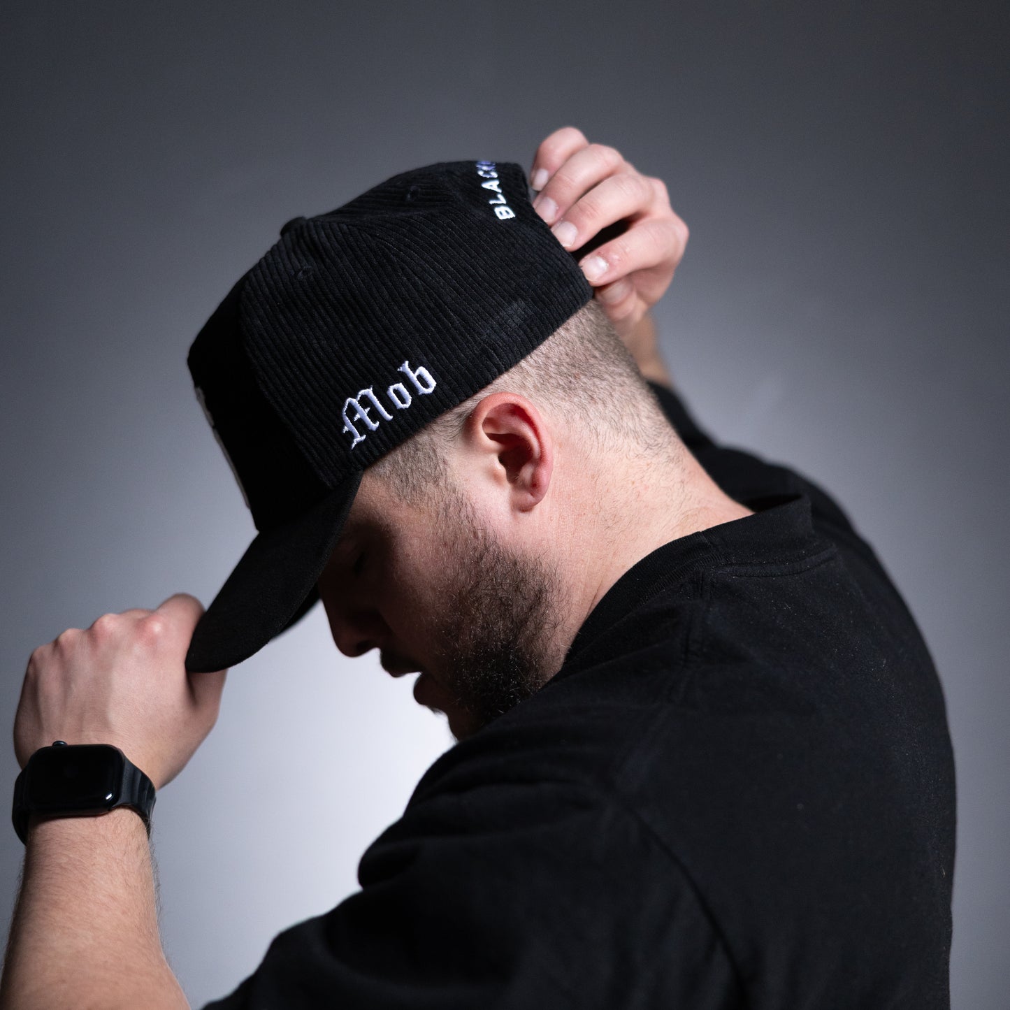 BxM Black Corduroy Suede Cap - BlackMarketLabs.com
