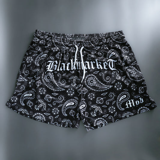 Fight Shorts Paisley 4" - BlackMarketLabs.com